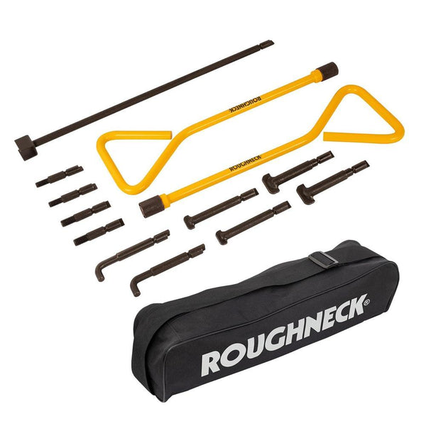 ROUGHNECK Universal Manhole Key Set - 13 Pieces with 2 Handles, 11 Keys (6 Types) and Carry Case