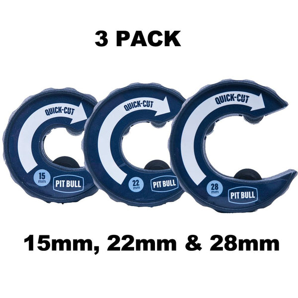 Pit Bull 15, 22 & 28mm Quick Cut Copper Tube Cutter 3 Pack