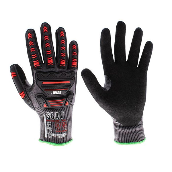 Scan XXL (Size 11) Impact Gloves Cut Resistance Level (D) Nitrile Palm - Touchscreen Compatible