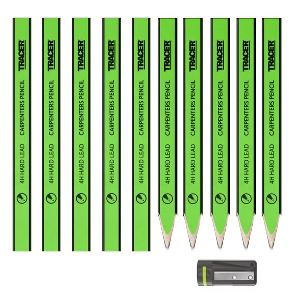 Trace 12pc Carpenters Pencils + Sharpner 4H Hardlead