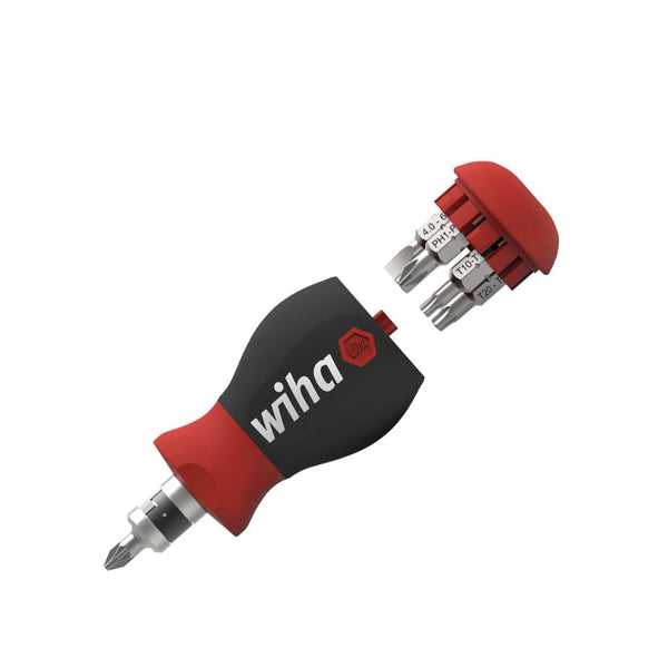 Wiha Magnetic Soft-Finish Stubby Screwdriver with Bit Magazine