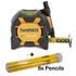 Tapemate 5m/16ft Class 1 Tape Measure 3-in-1 Tool comes with x8 Pencils