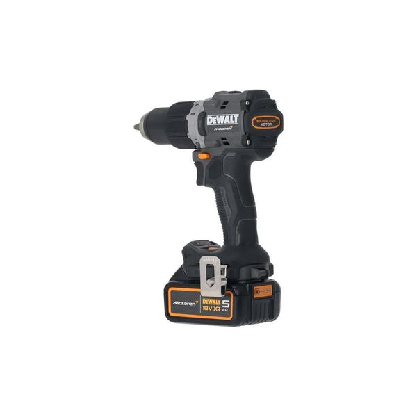 DeWalt DCD85MP2T McLaren F1 18V XR Cordless Brushless Combi Hammer Drill With 2 x 5AH Batteries, Charger & Case