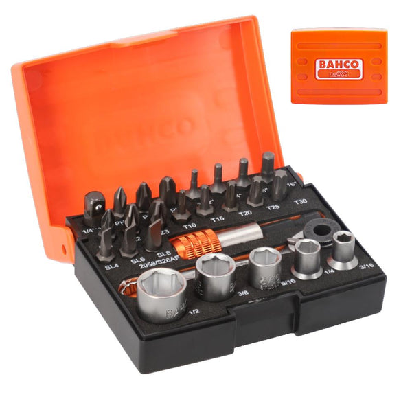 Bahco 26pcs 1/4" Standard Bit and Socket Set Slotted/Phillips/Pozidriv/TORX®/Hex Head Screw